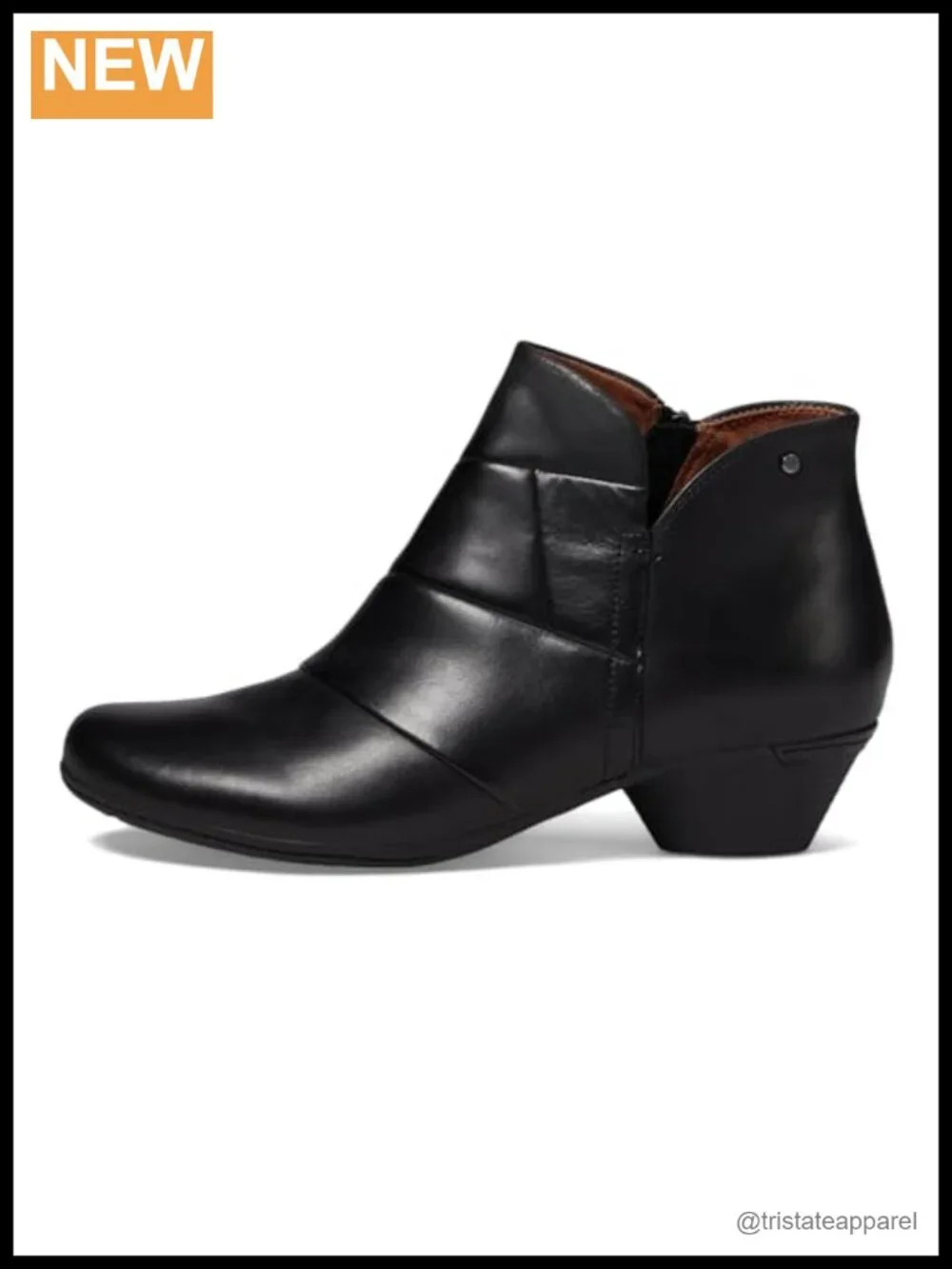 Women's Leather Ankle Booties Block Heel Pull-On